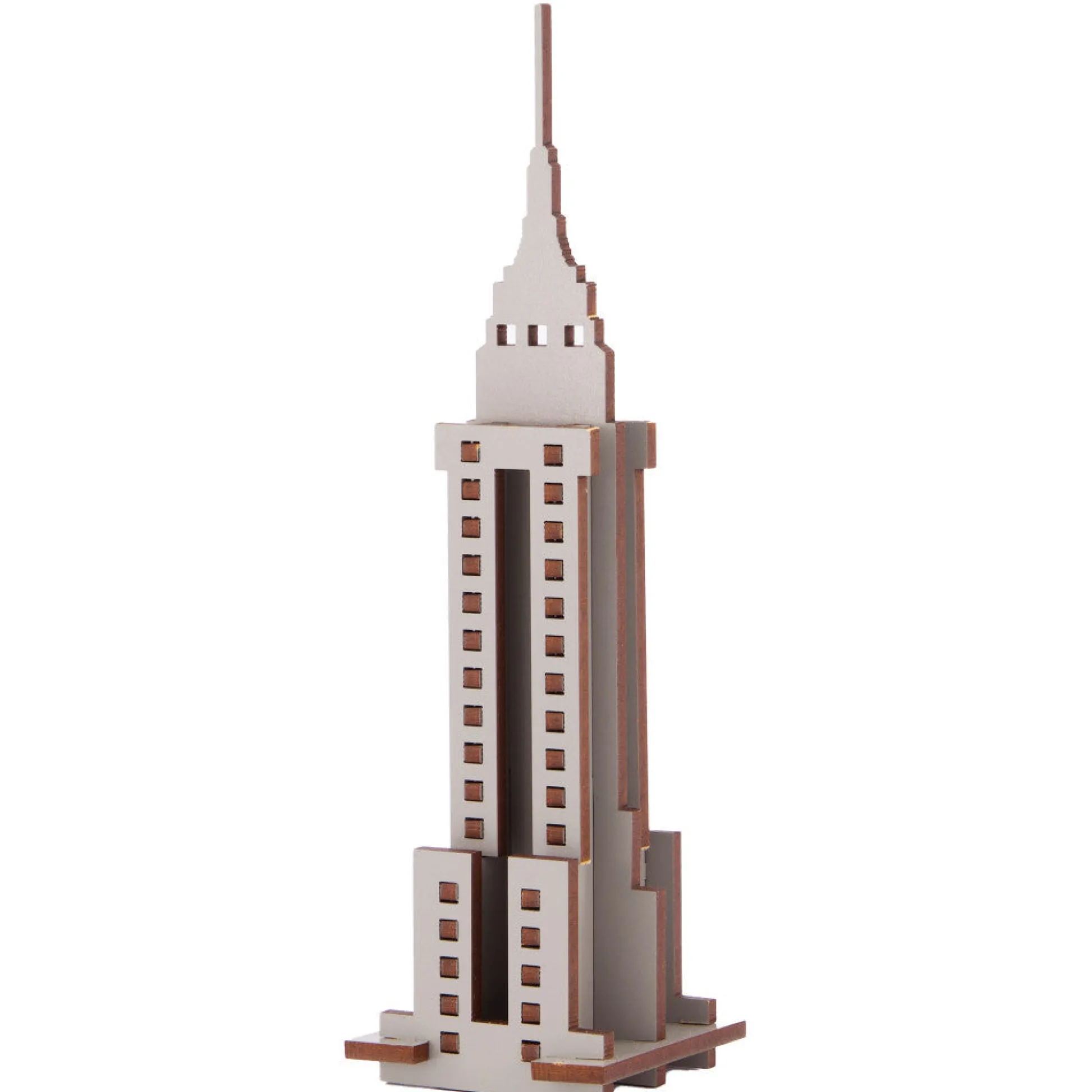 Flat River Group Little & Wood Empire State Building: 3D Wooden Puzzle Kit - Medium, Grey* Puzzles