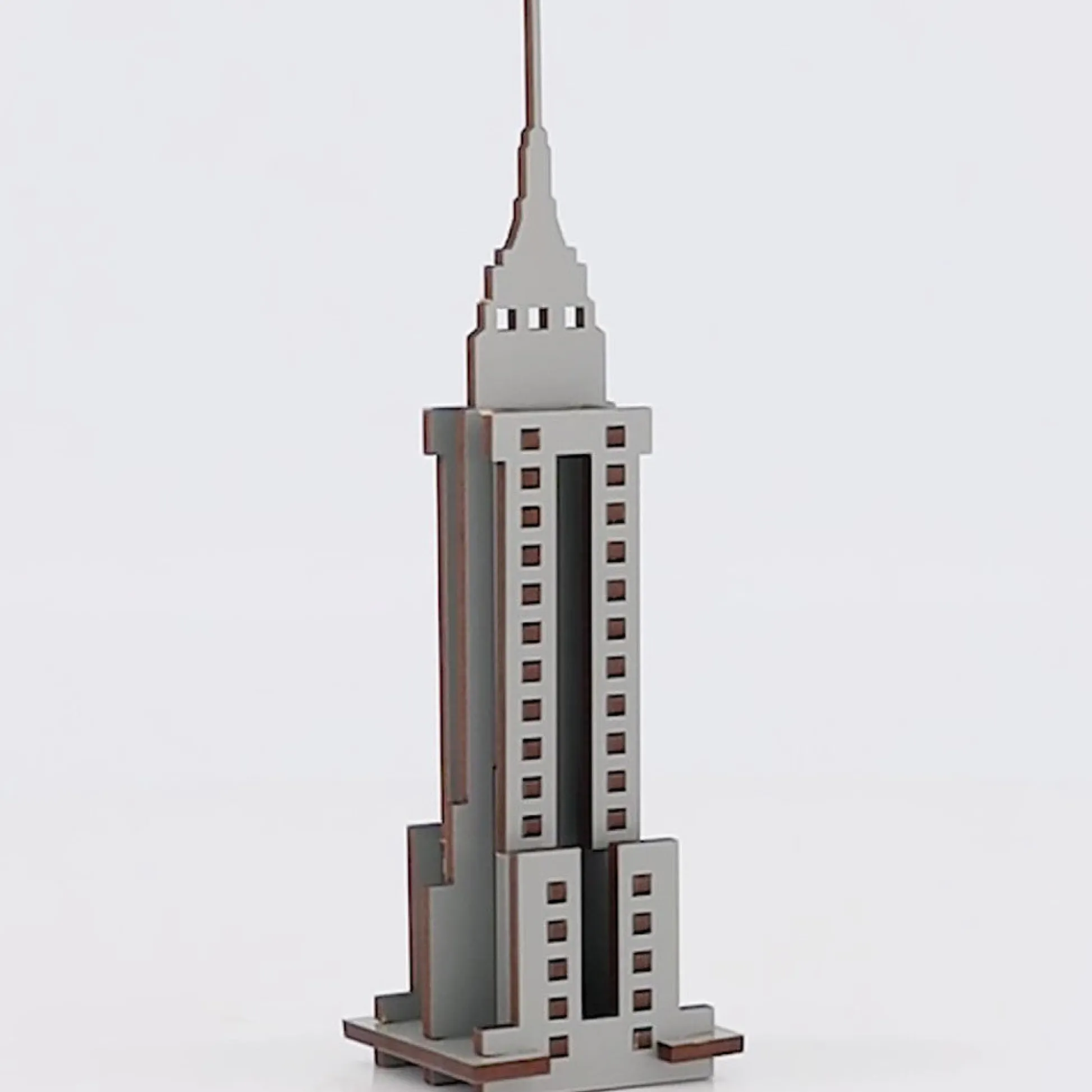 Flat River Group Little & Wood Empire State Building: 3D Wooden Puzzle Kit - Medium, Grey* Puzzles