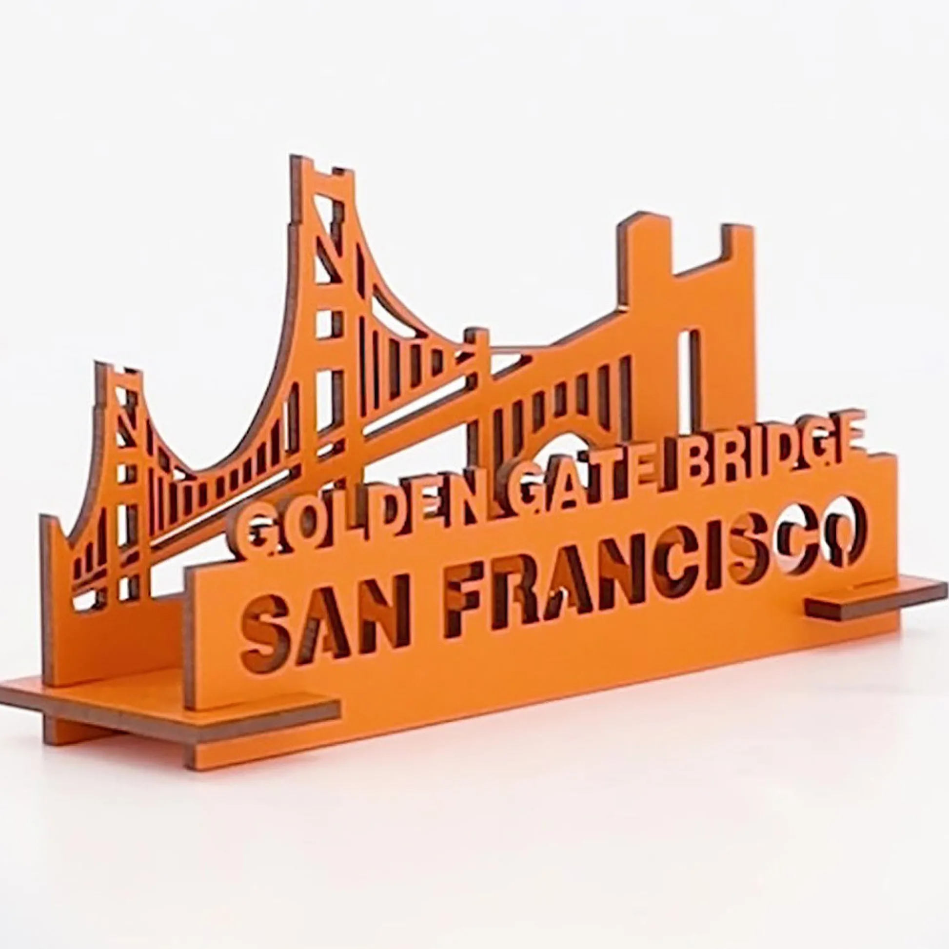 Flat River Group Little & Wood: Golden Gate Bridge 3D Wooden Puzzle Kit - Medium Orange* Puzzles