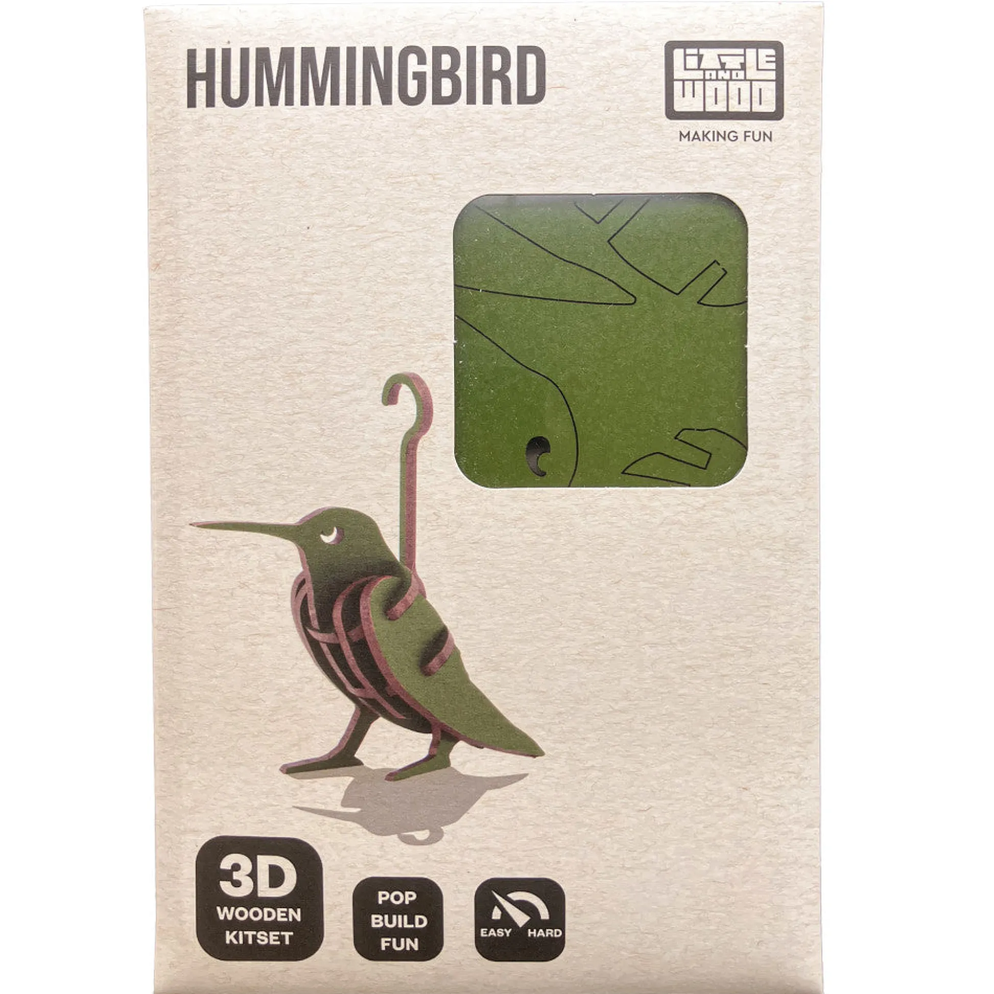Flat River Group Little & Wood: Hummingbird 3D Wooden Puzzle Kit - Green* Puzzles