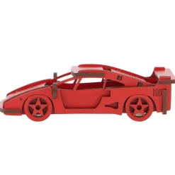 Flat River Group Little & Wood: Medium Red Sports Car 3D Wooden Puzzle Kit* Puzzles