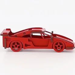 Flat River Group Little & Wood: Medium Red Sports Car 3D Wooden Puzzle Kit* Puzzles