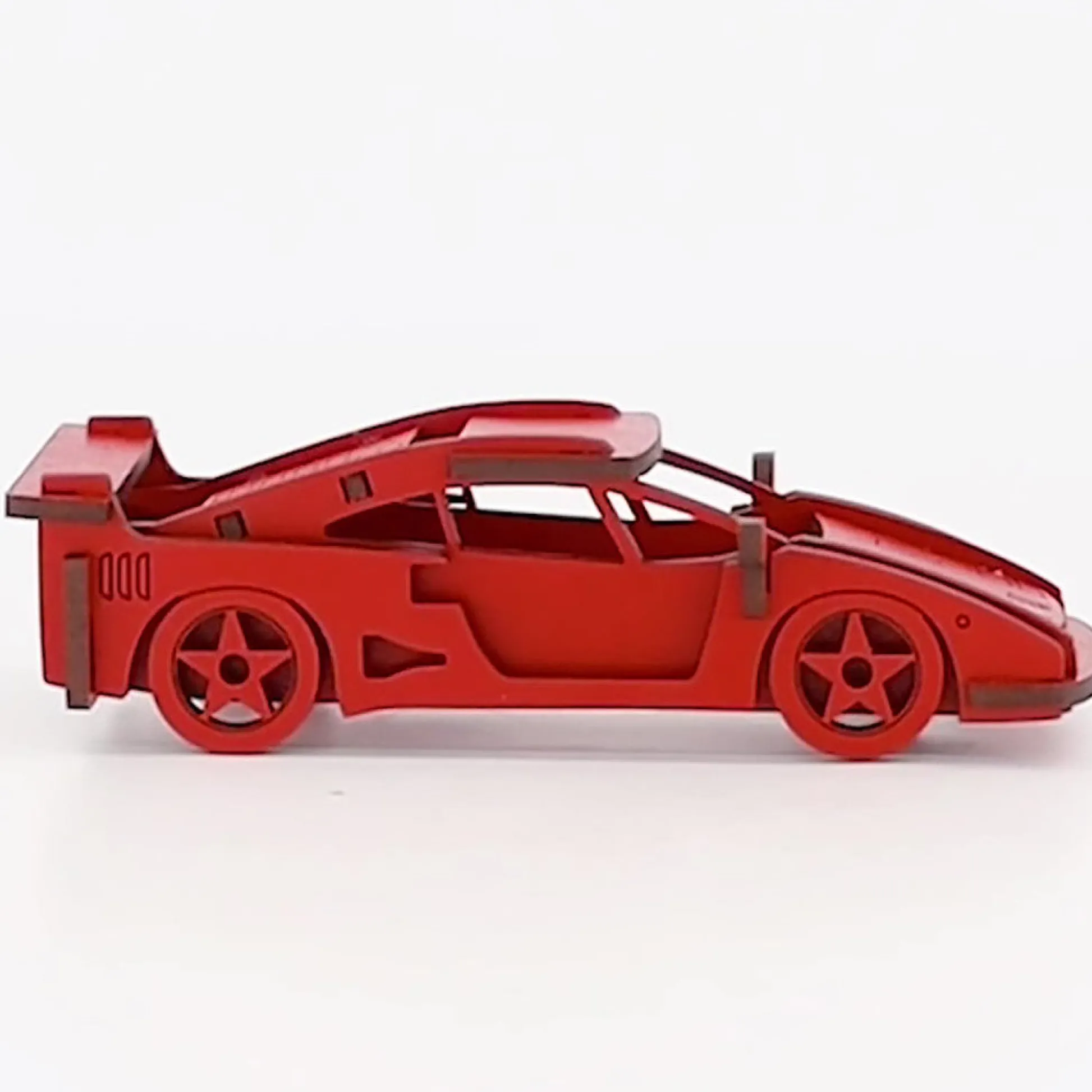 Flat River Group Little & Wood: Medium Red Sports Car 3D Wooden Puzzle Kit* Puzzles