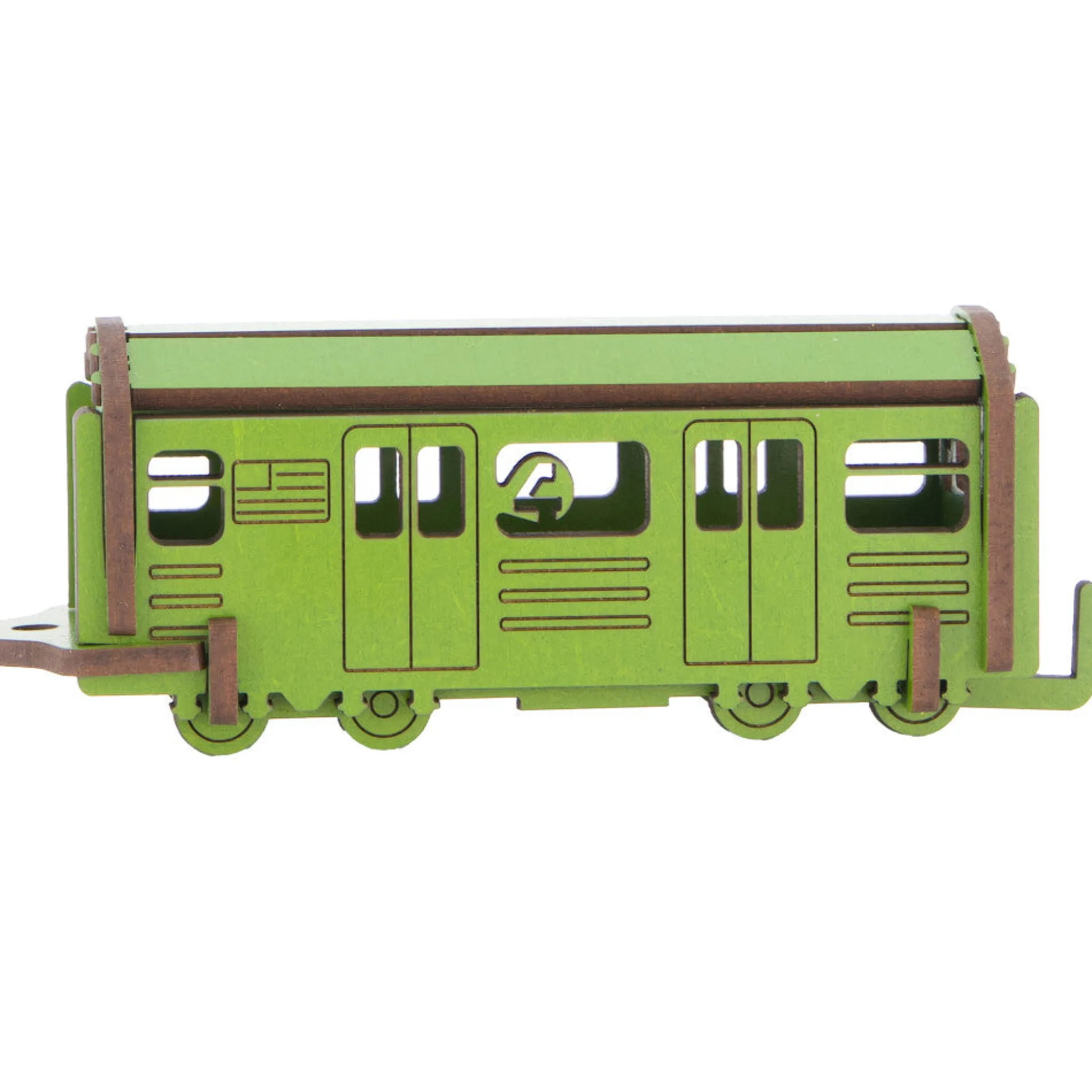 Flat River Group Little & Wood: NYC Subway 4 Train - 3D Wooden Puzzle Kit, Medium - Green* Puzzles