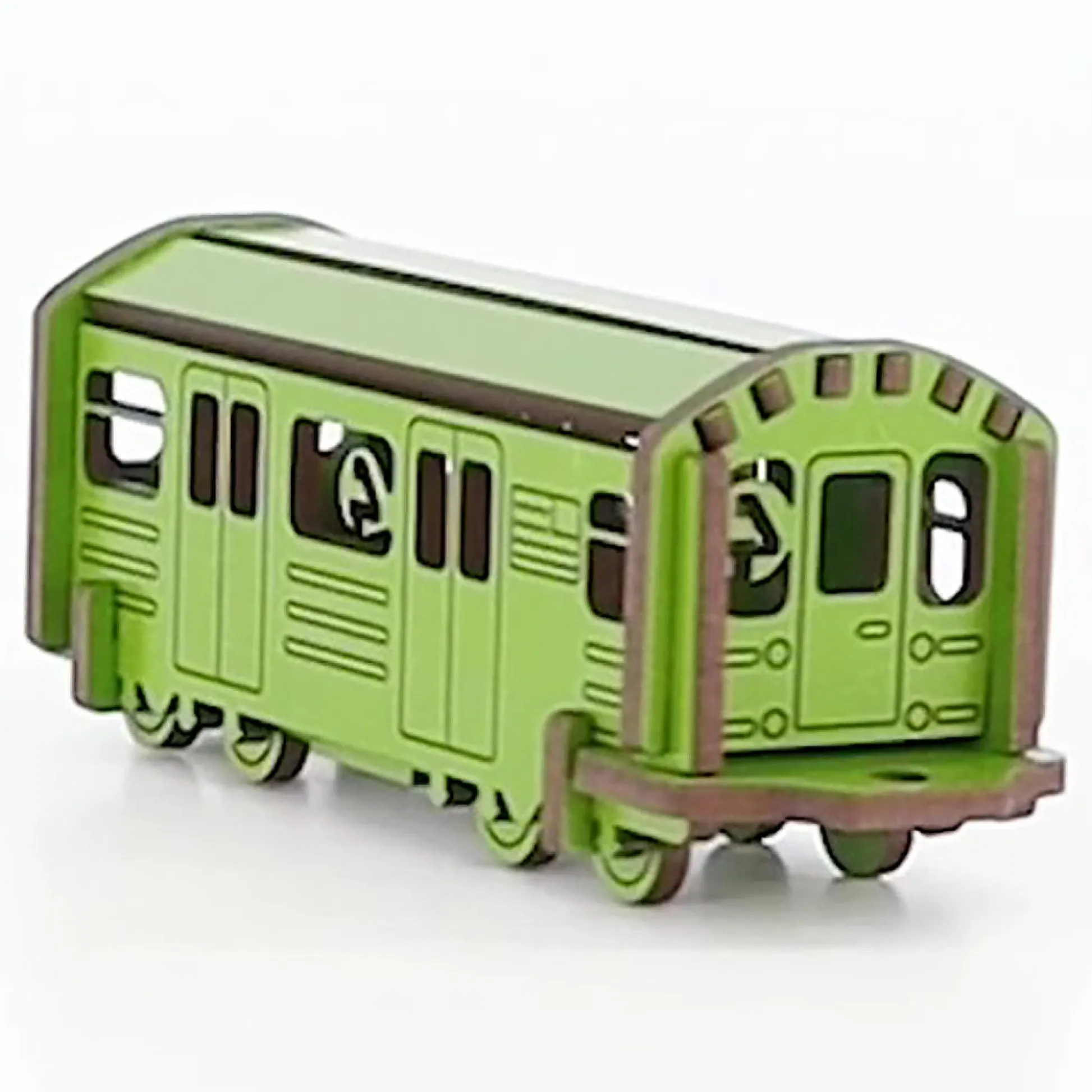 Flat River Group Little & Wood: NYC Subway 4 Train - 3D Wooden Puzzle Kit, Medium - Green* Puzzles