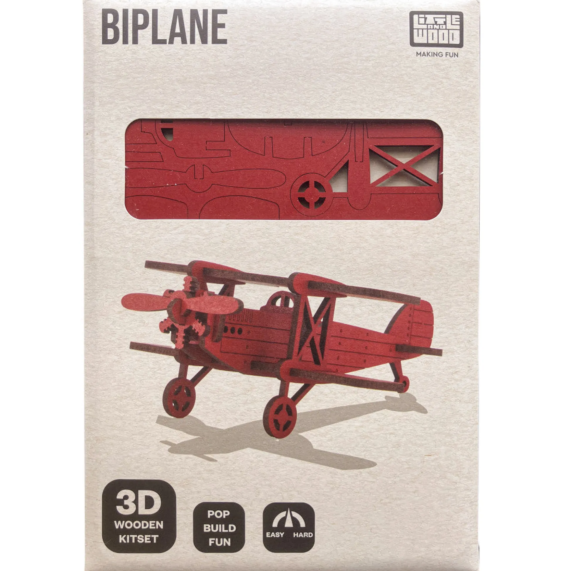Flat River Group Little & Wood: Red Medium Biplane 3D Wooden Puzzle Kit* Puzzles