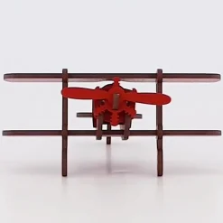 Flat River Group Little & Wood: Red Medium Biplane 3D Wooden Puzzle Kit* Puzzles