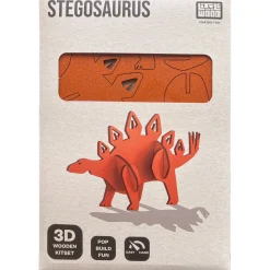 Flat River Group Little & Wood: Stegosaurus Orange 3D Wooden Puzzle Kit - Medium* Puzzles