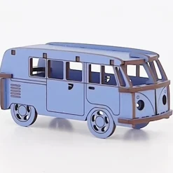 Flat River Group Little & Wood: Woodlet Camper Van Puzzle - Medium Blue 3D Model* Puzzles
