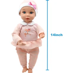 Flat River Group Little Darlings 14 Inch - Sweet Touch Baby Doll with Fox-Pink-White Outfit* Baby Dolls|Stuffed Animals & Plush Toys