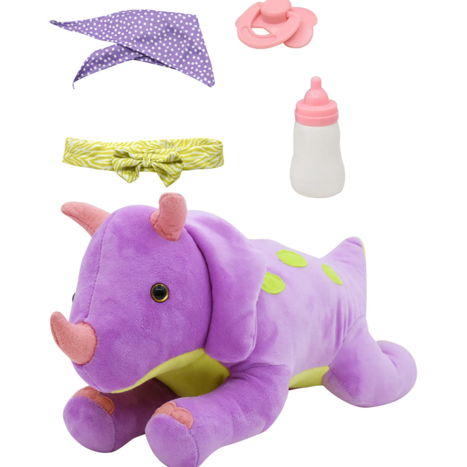 Flat River Group Little Darlings: Hop On Baby & Plush Dino - 15" Baby Doll with Dinosaur Friend* Baby Dolls|Stuffed Animals & Plush Toys