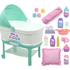 Flat River Group Little Darlings 12-Inch Bassinet Baby Doll Set - Teal, Pink, Stars* Baby Dolls|Stuffed Animals & Plush Toys