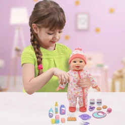 Flat River Group Little Darlings 12-inch Interactive Bouncing Baby Doll Playset - Pink & White* Interactive Dolls & Pets|Stuffed Animals & Plush Toys