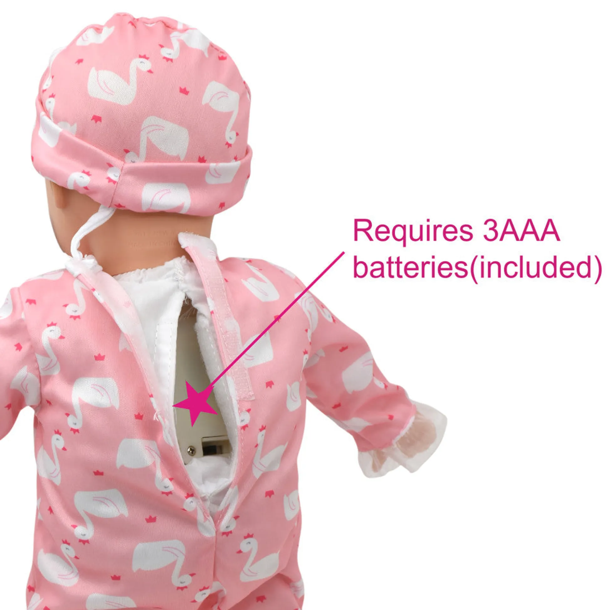 Flat River Group Little Darlings 14-inch Kiss N Tickles Baby Doll - Pink Swan Onesie* Social & Emotional Skills|Baby Dolls