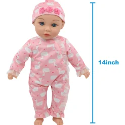 Flat River Group Little Darlings 14-inch Kiss N Tickles Baby Doll - Pink Swan Onesie* Social & Emotional Skills|Baby Dolls