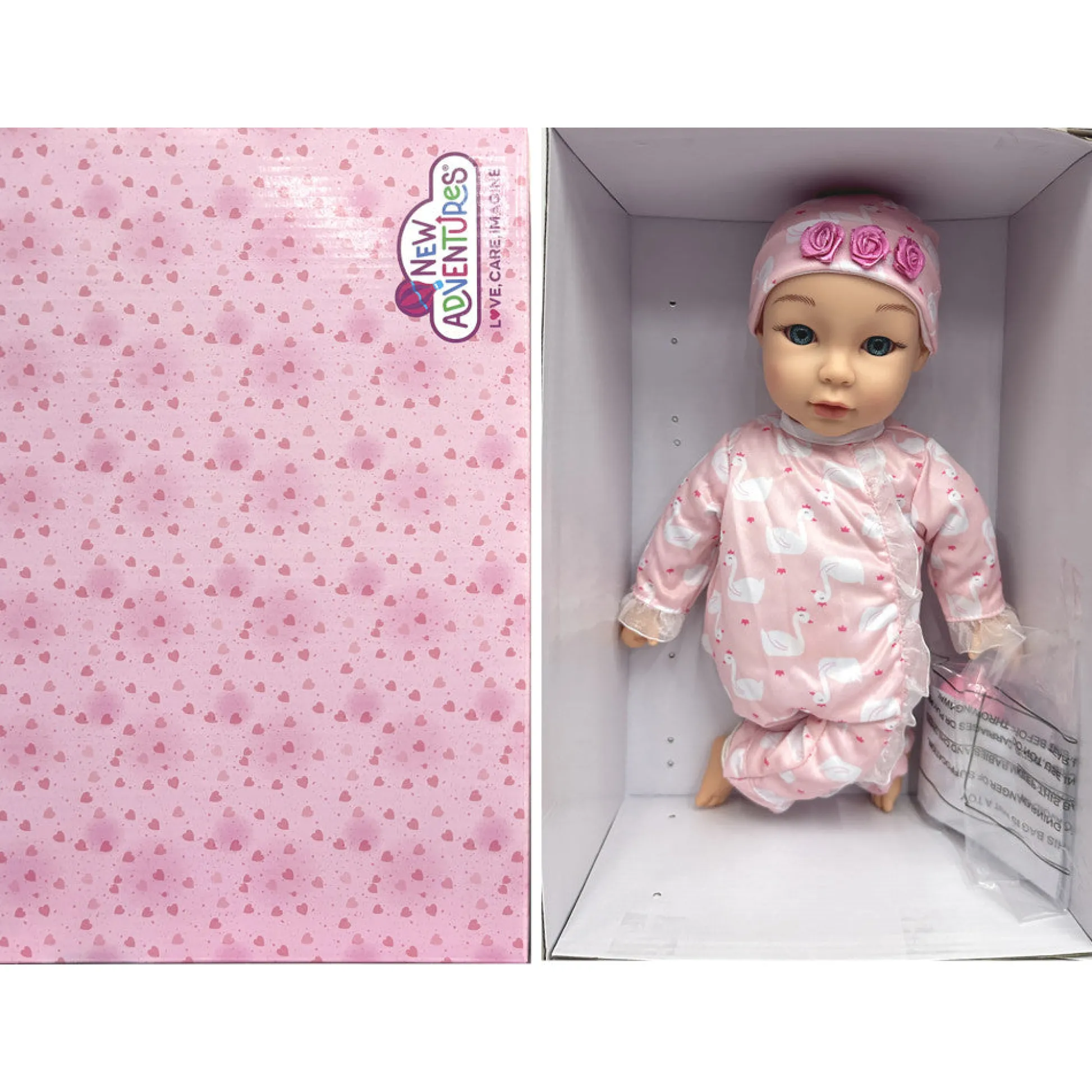 Flat River Group Little Darlings 14-inch Kiss N Tickles Baby Doll - Pink Swan Onesie* Social & Emotional Skills|Baby Dolls