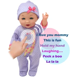Flat River Group Little Darlings 12-inch Talking Playtime Doll - Purple and Pink with Giraffe Accents* Social & Emotional Skills|Interactive Dolls & Pets