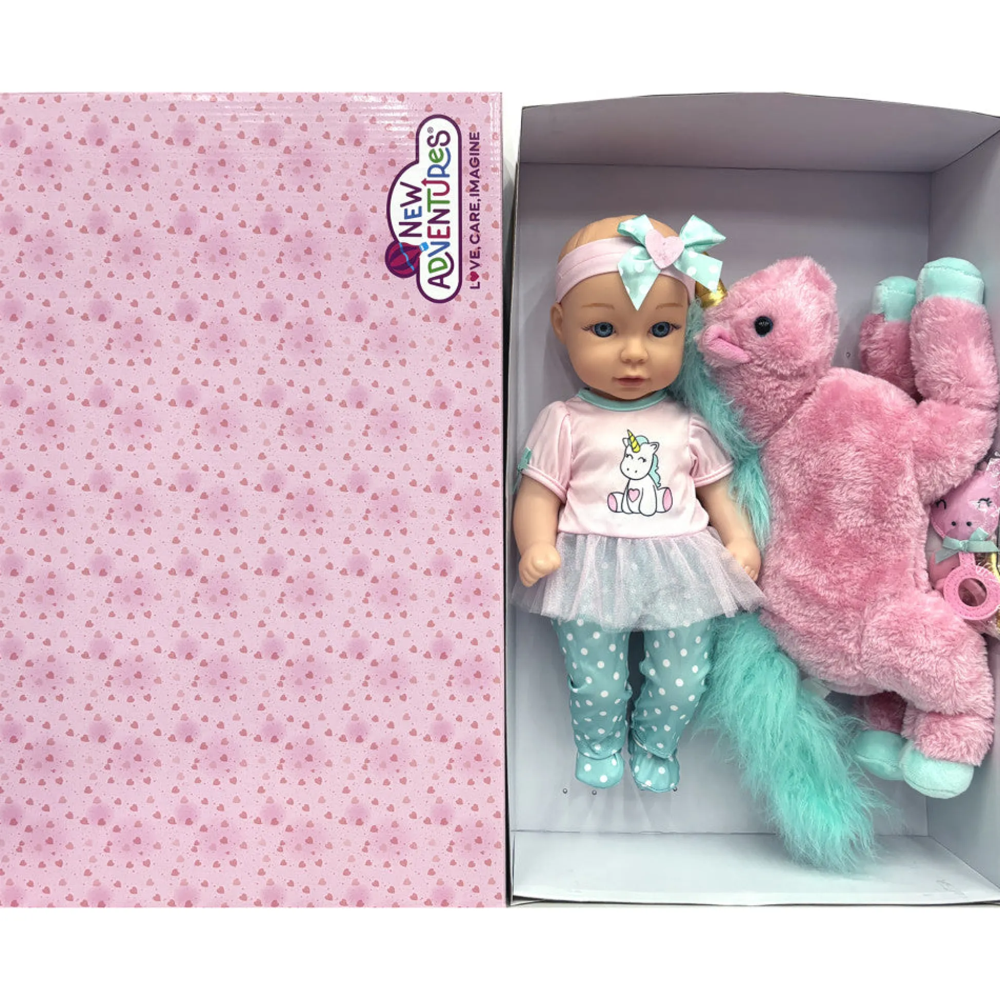 Flat River Group Little Darlings 15-Inch Unicorn Dream Baby Doll Set with Plush Companion* Baby Dolls|Stuffed Animals & Plush Toys
