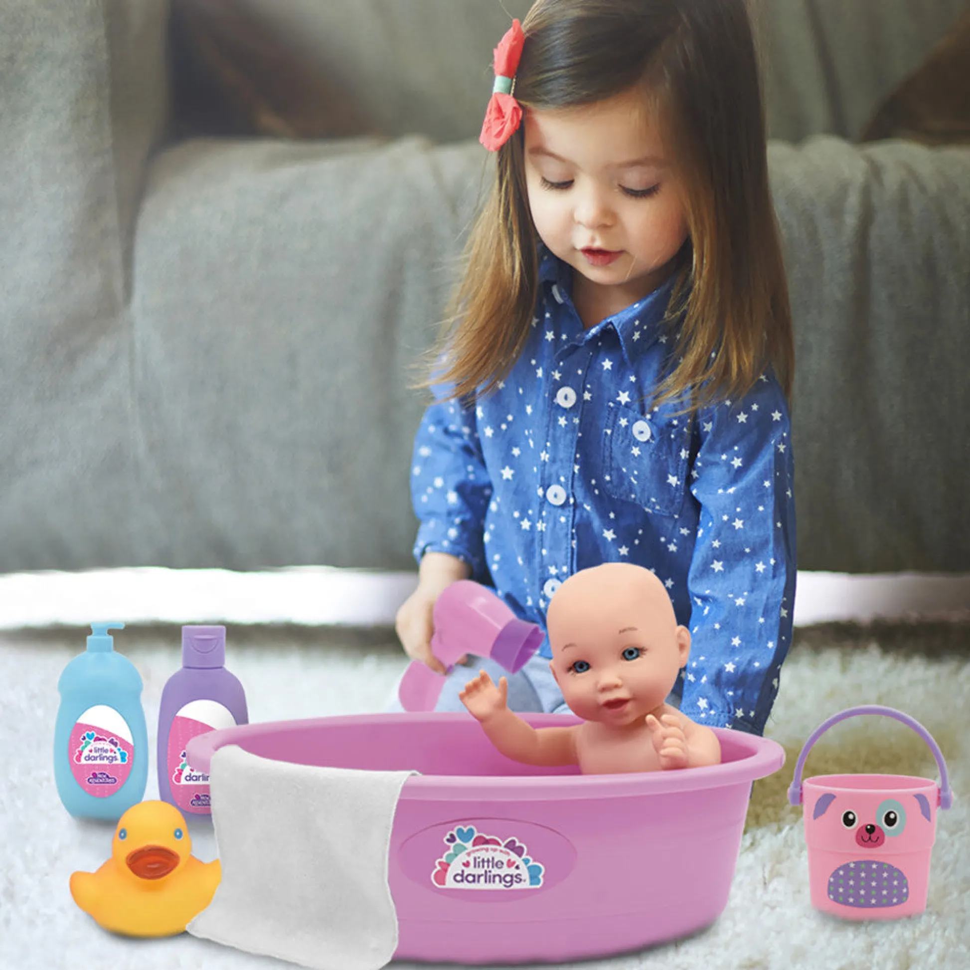 Flat River Group Little Darlings 12-inch Wash N' Play Baby Set with Unicorn Cover-Up* Baby Dolls|Stuffed Animals & Plush Toys