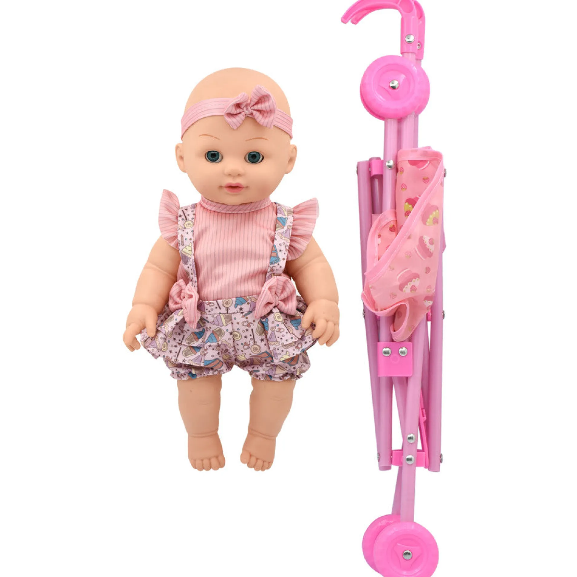 Flat River Group Little Darlings: Out For A Stroll - Cupcake Lollipop Pink & Blue Ensemble* Baby Dolls|Stuffed Animals & Plush Toys