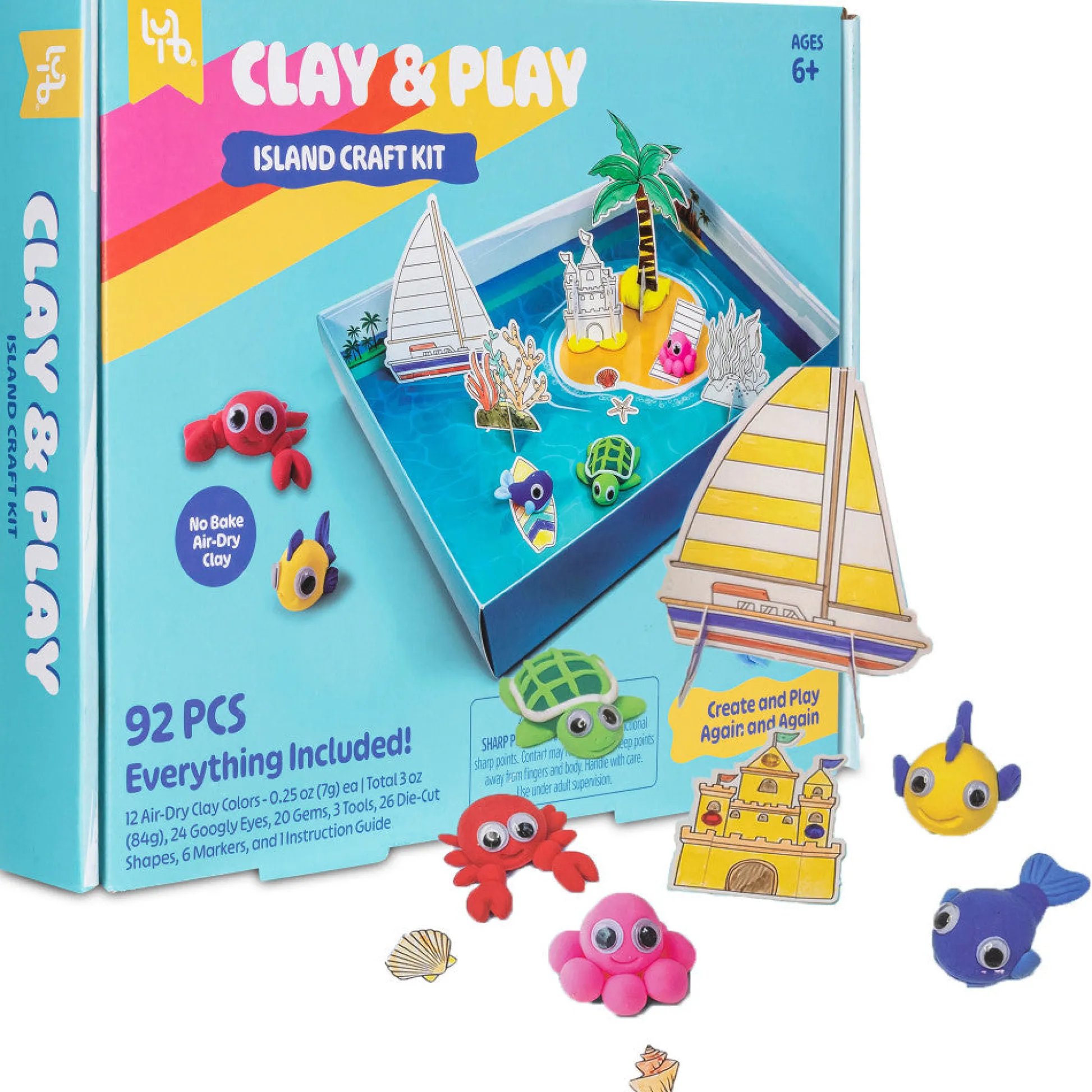 Flat River Group Little Yellow Bicycle Clay & Play Island Adventure Craft Kit - 92pcs* Clay, Dough & Sand Art