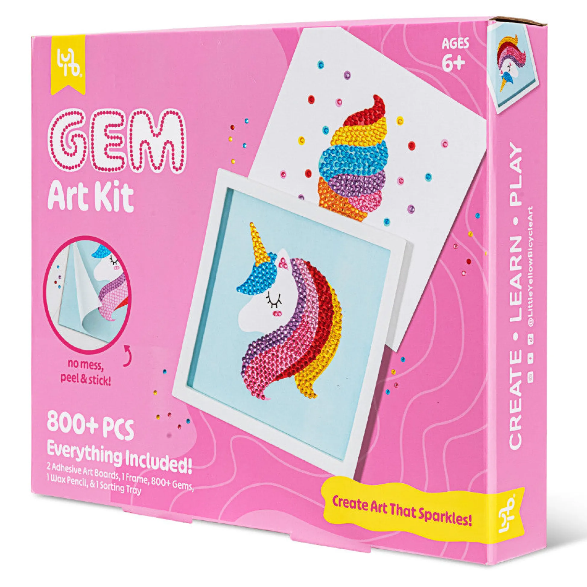 Flat River Group Little Yellow Bicycle Ice Cream & Unicorn Gem Art Kit - 800+ Pcs* Crafts & Activities