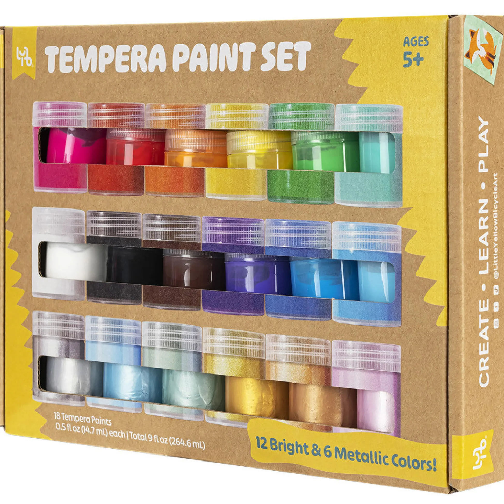 Flat River Group Little Yellow Bicycle Kids' Tempera Paint Kit - 18 Vibrant Colors* Drawing, Color & Painting