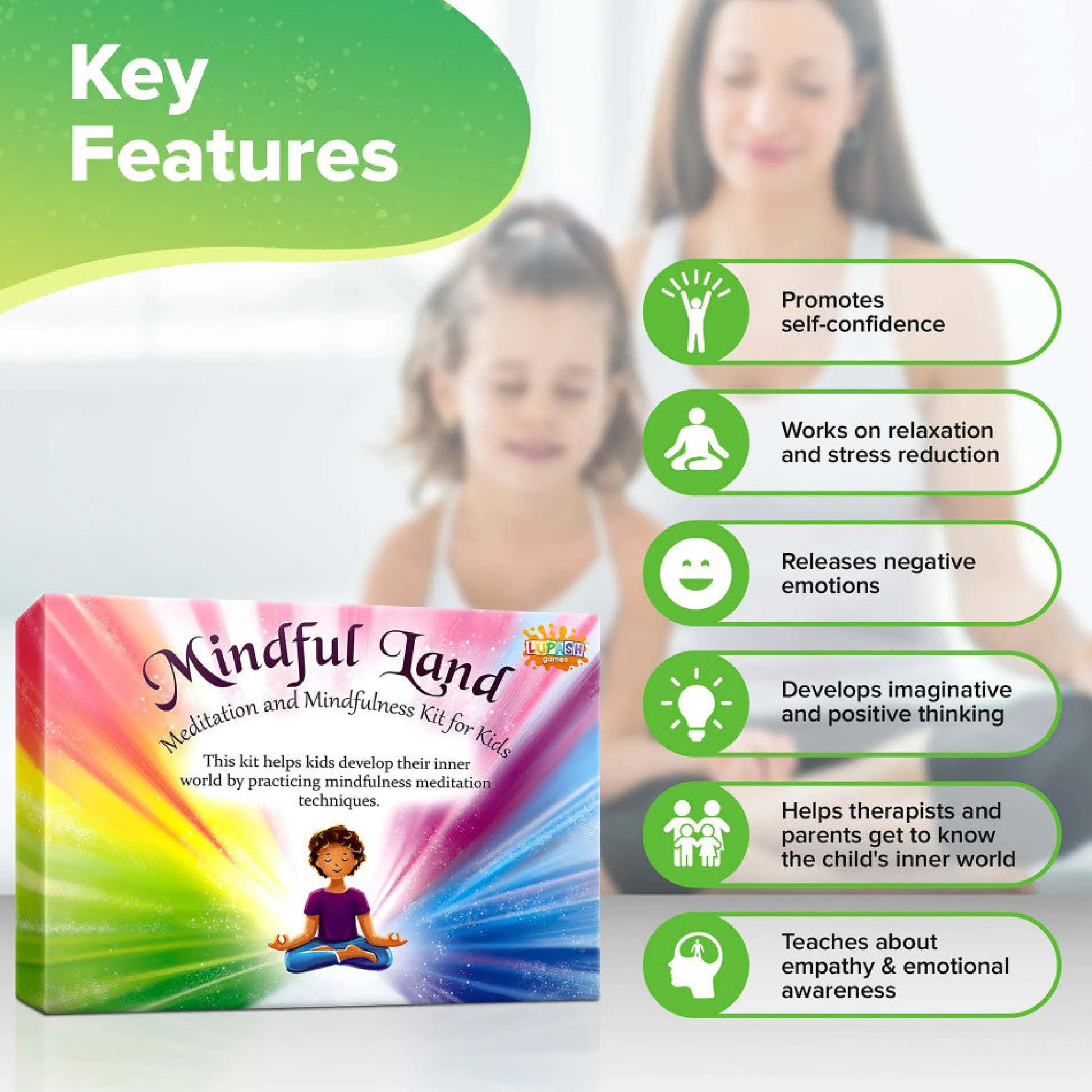 Flat River Group Lupash Games: Mindful Land - Kids Meditation & Mindfulness Kit, Ages 6+* Family & Entertainments Games|Social & Emotional Skills