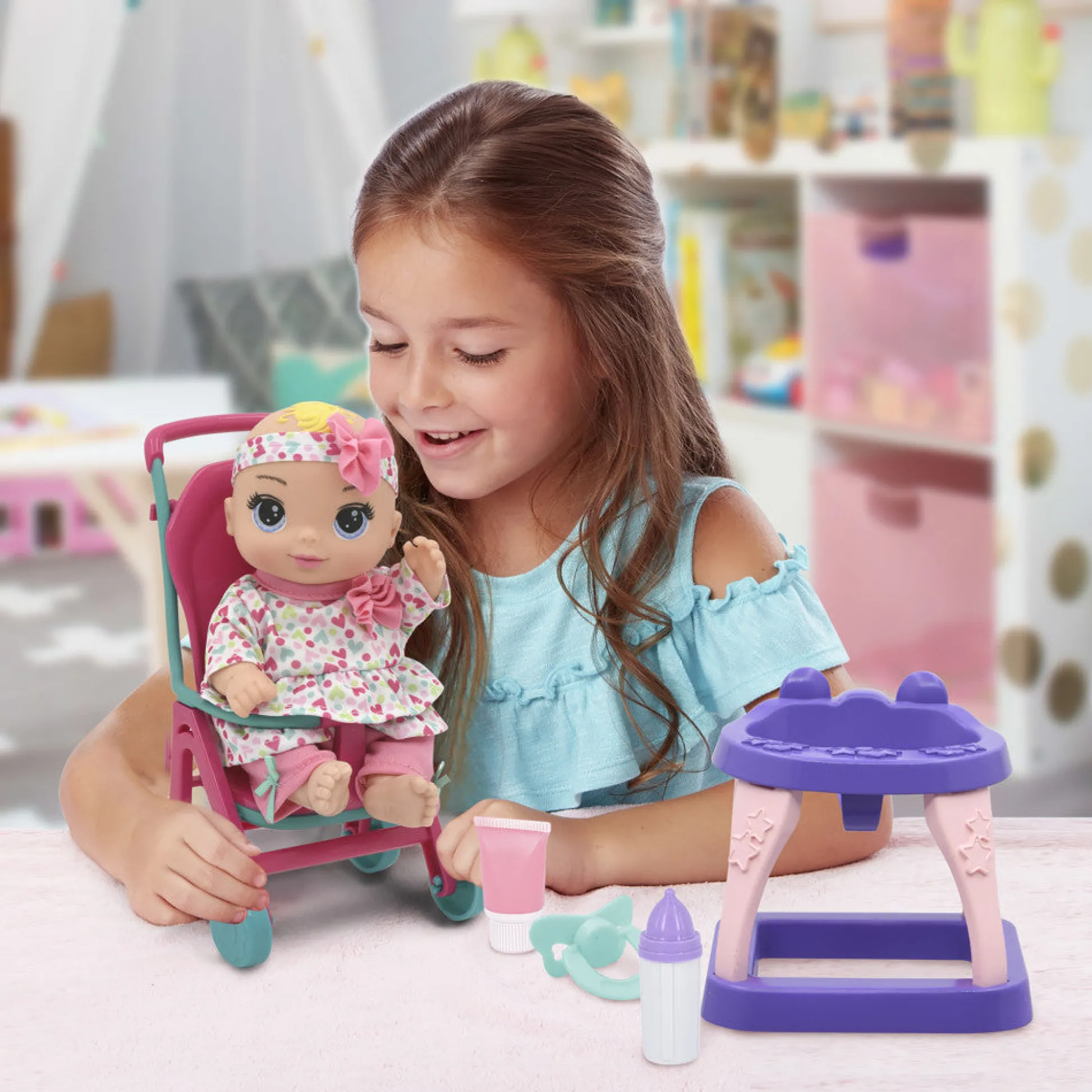 Flat River Group Magic Nursery 8" Stroll N Scoot Set - Hearts & Colors Playset for Toddlers* Stuffed Animals & Plush Toys