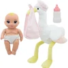 Flat River Group Magic Nursery 8-inch Special Delivery Set - Posable Newborn Baby Doll with Plush Stork, Pink* Baby Dolls|Stuffed Animals & Plush Toys