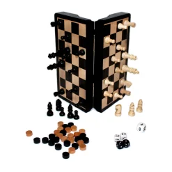AreYouGame Magnetic 3-in-1 Chess, Checkers, and Backgammon Wood Game Set - 8-inch* Board Games|Role-Playing Games