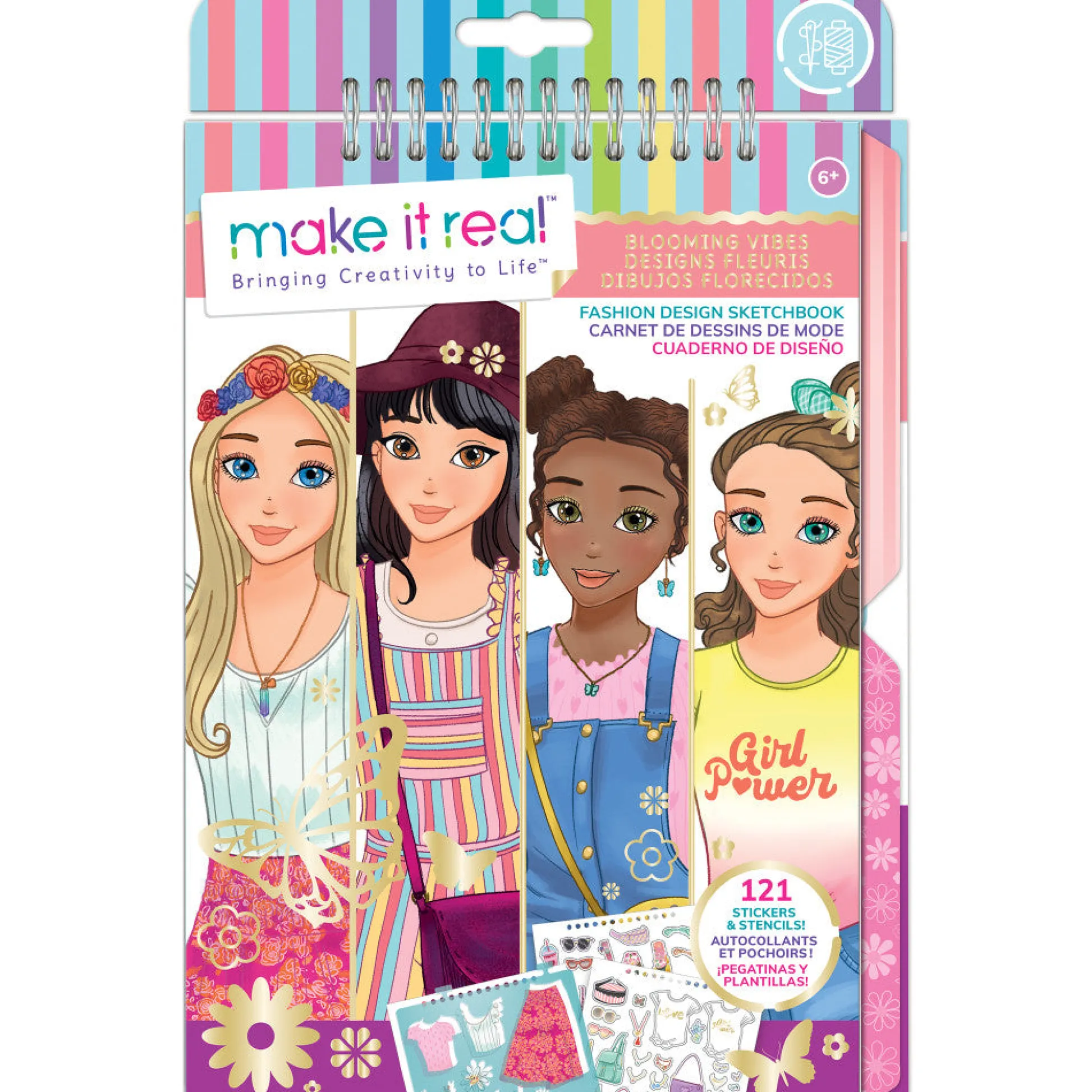 Flat River Group Make It Real Blooming Vibes Fashion Design Sketchbook Kit*Kids Kids Books|Crafts & Activities