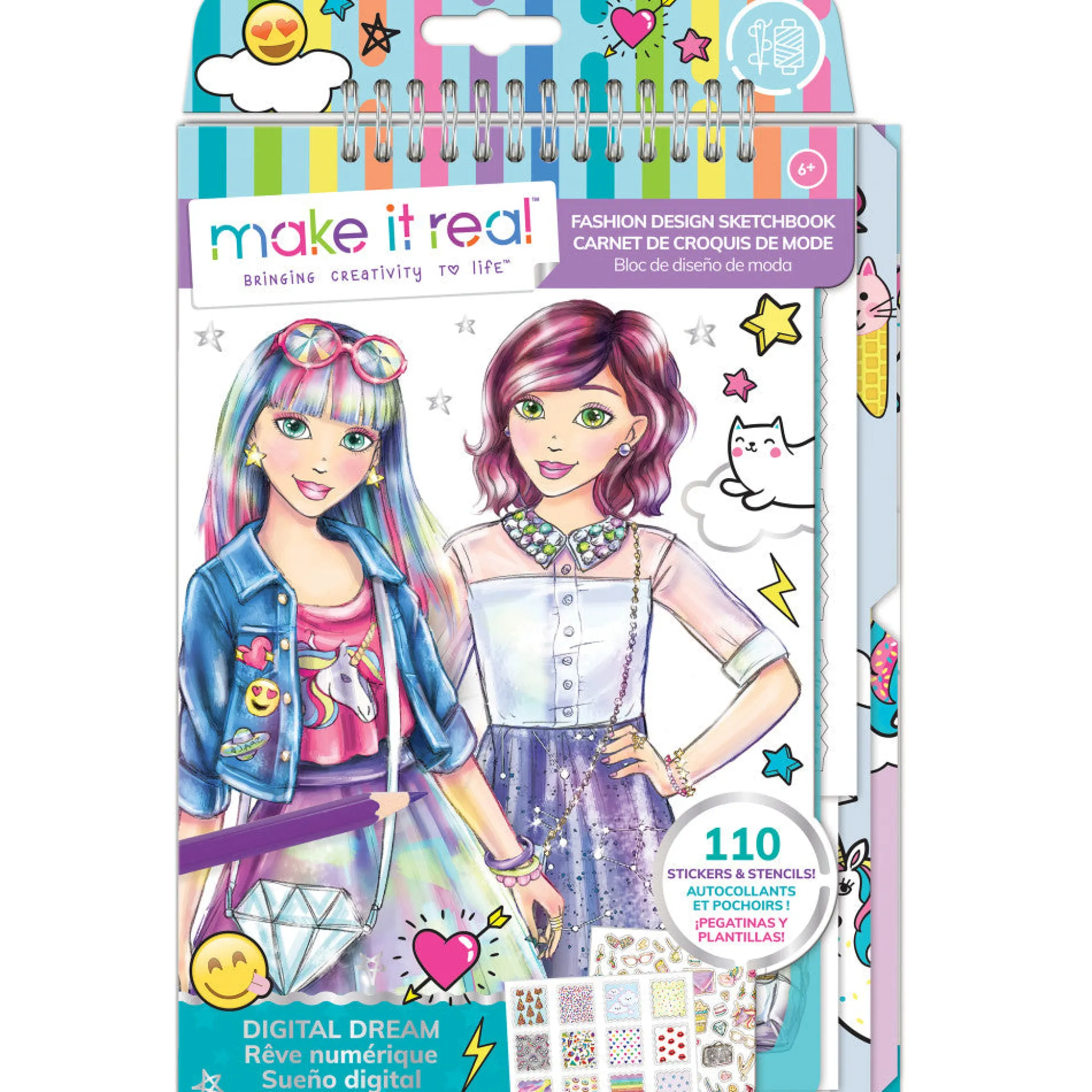 Flat River Group Make It Real Digital Dream Fashion Design Sketchbook Kit*Kids Kids Books|Drawing, Color & Painting