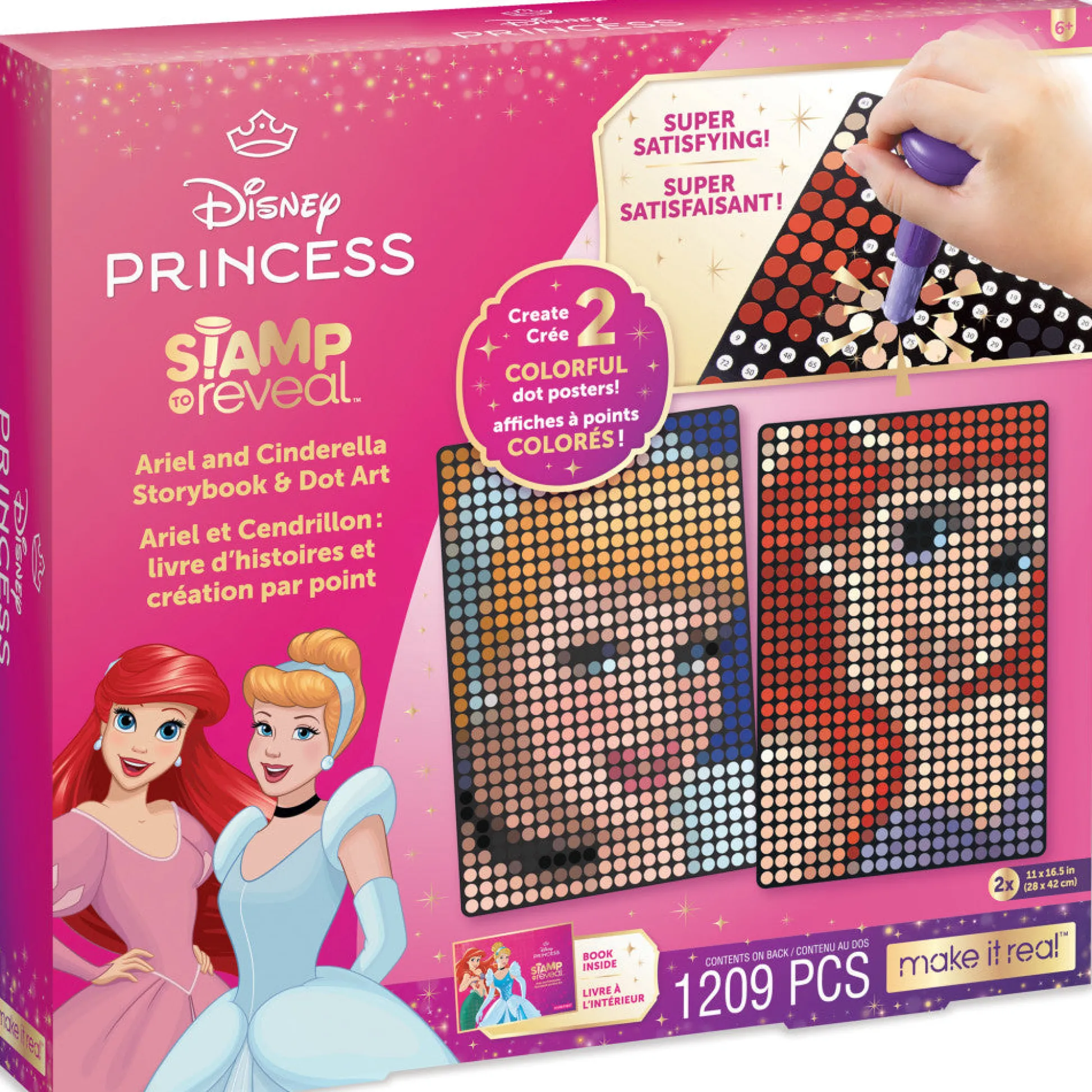 Flat River Group Make It Real Disney Stamp To Reveal Ariel & Cinderella Storybook Dot Art Kit*Kids Kids Books|Crafts & Activities