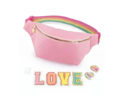 Flat River Group Make It Real DIY Fashion Love Patches Pink Bum Bag - Sparkly Terry Fabric* Crafts & Activities