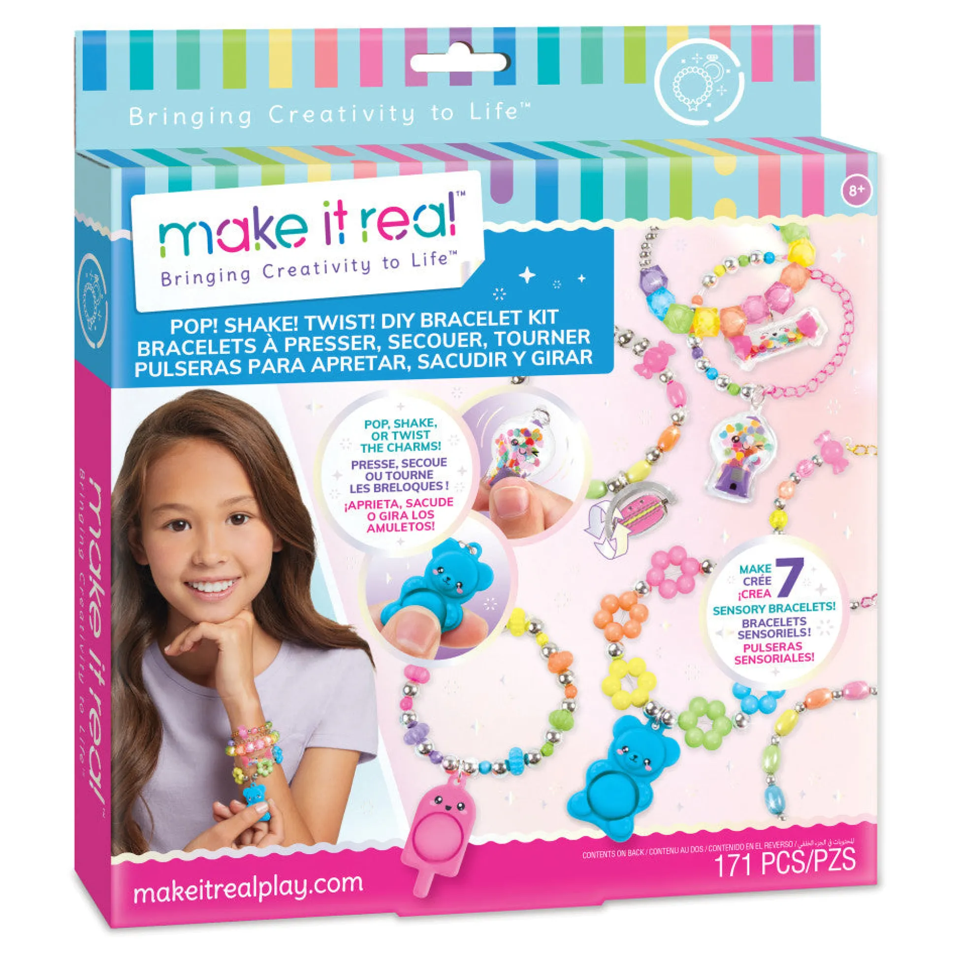 Flat River Group Make It Real Pop! Shake! Twist! Candy-Themed DIY Bracelet Kit for Kids Age 8+* Crafts & Activities