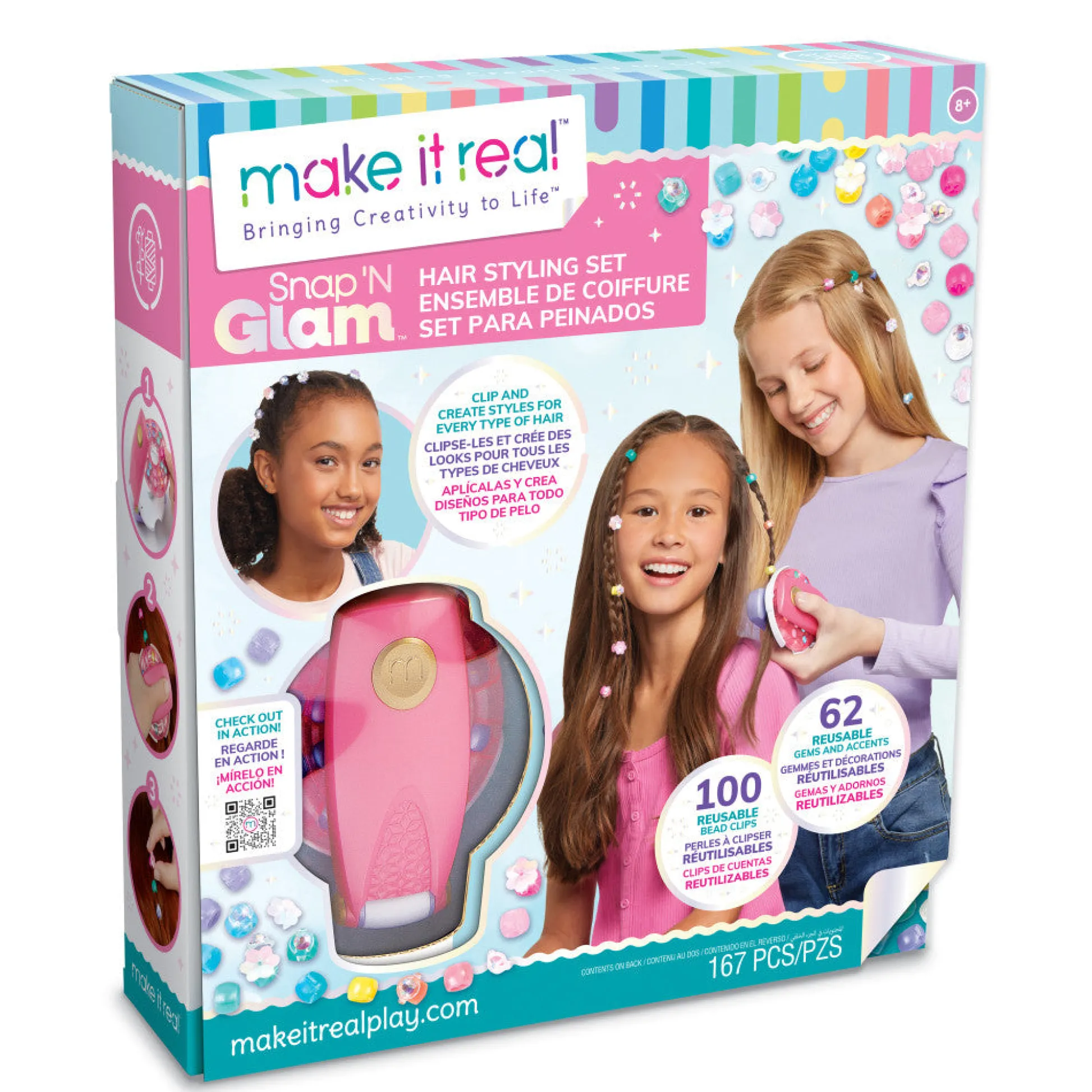 Flat River Group Make It Real Snap N' Glam Ultimate Hair Styling Set for Kids - Creative Bead Clips* Crafts & Activities