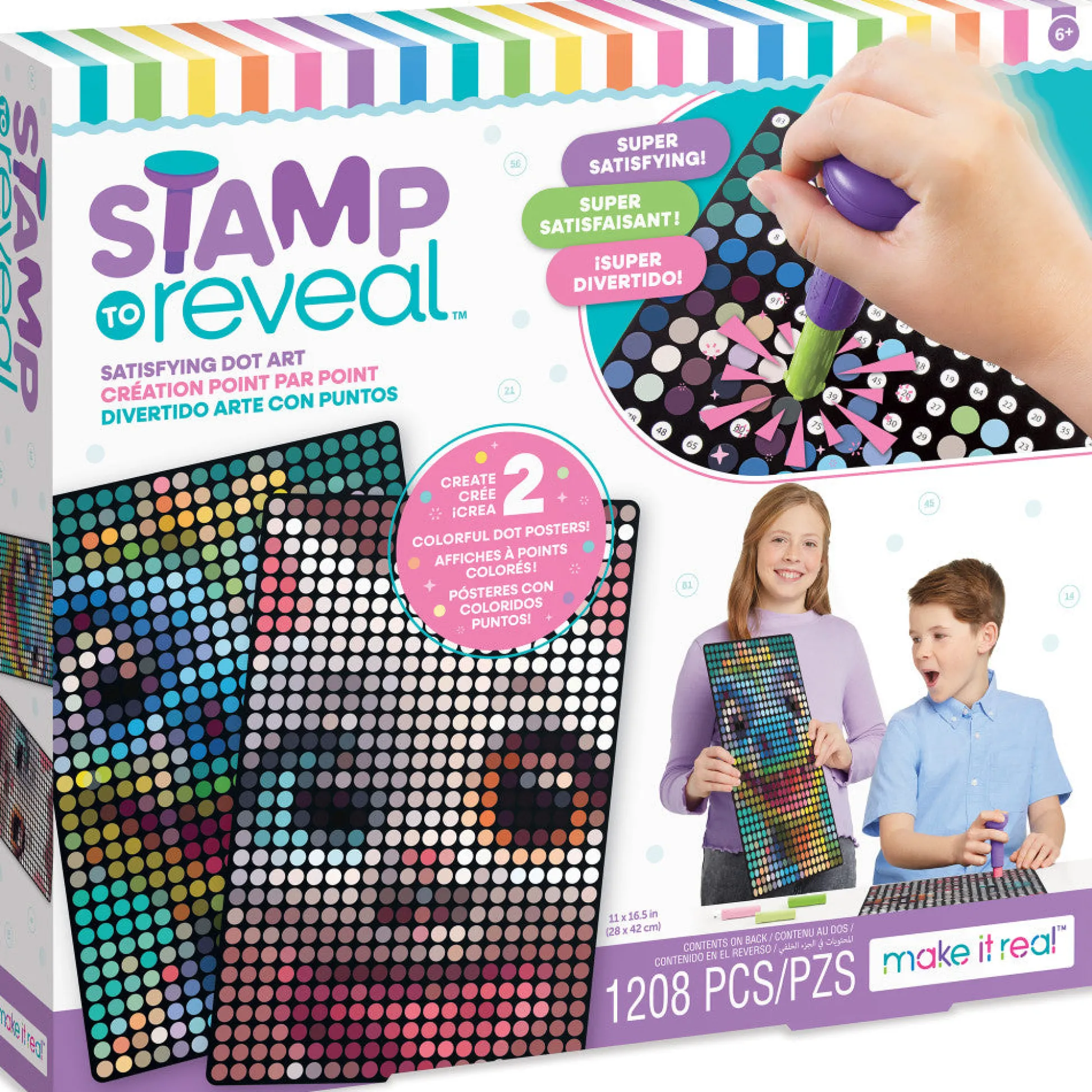 Flat River Group Make It Real Stamp To Reveal Art Kit - Cool Cat & Smily Dino* Crafts & Activities