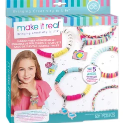 Flat River Group Make It Real Summer Vibes Heishi Bead Bracelet Kit - Colorful DIY Jewelry Making Set* Crafts & Activities
