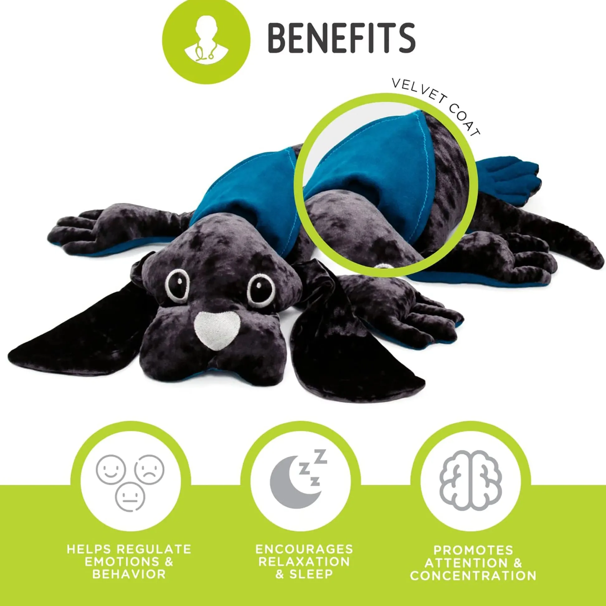 Educators Resource Manimo Velvet-Coated Weighted Therapy Dog, 4.4 lb - Comfort Companion* Stuffed Animals|Stuffed Animals & Plush Toys