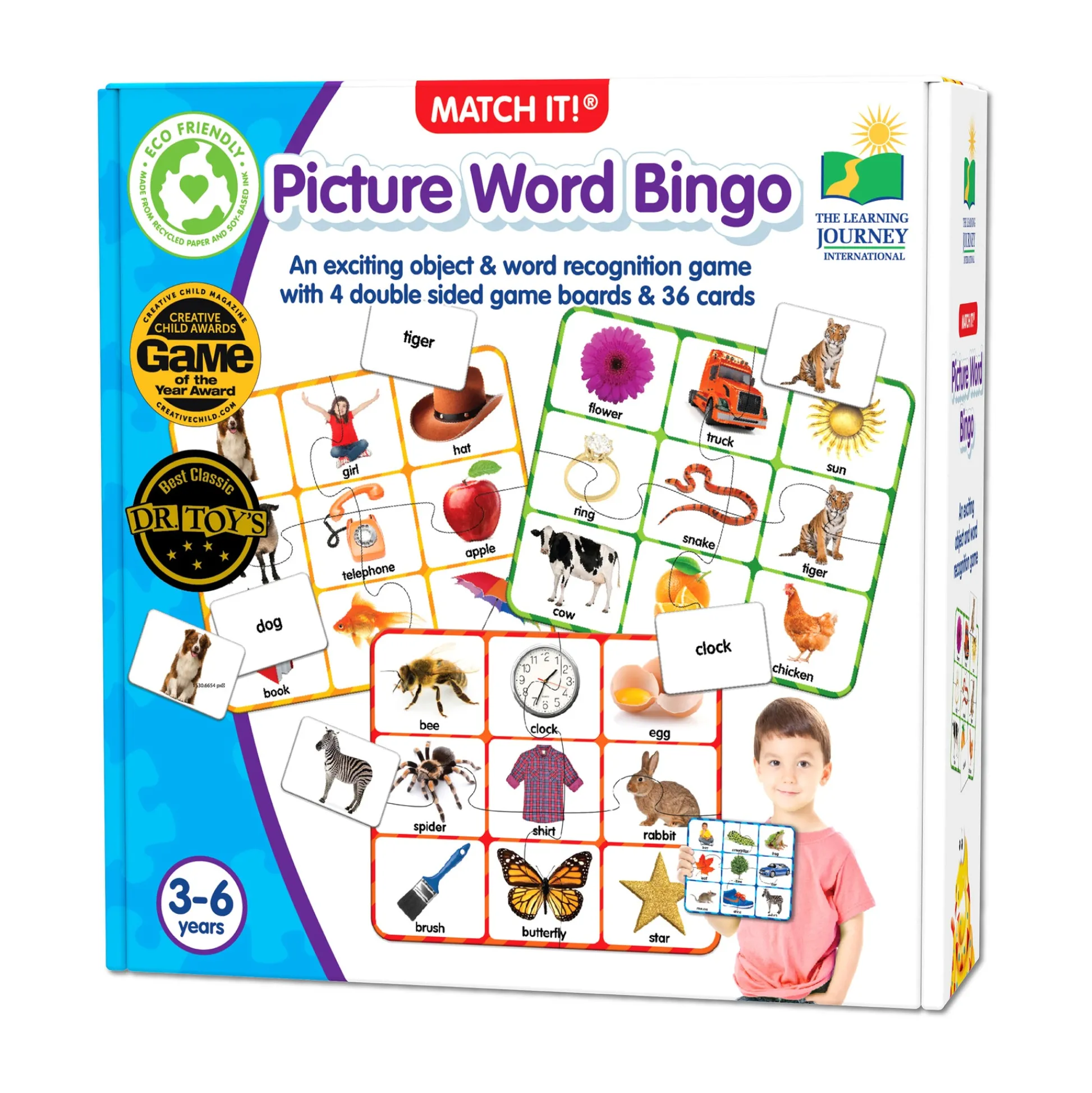 AreYouGame Match It! - Picture Word Bingo - Eco-Friendly Educational Game* Social & Emotional Skills|Preschool Education Toys & Activities