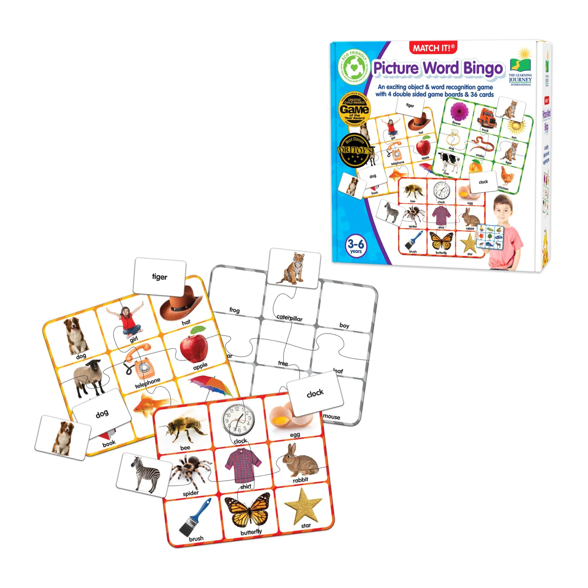 AreYouGame Match It! - Picture Word Bingo - Eco-Friendly Educational Game* Social & Emotional Skills|Preschool Education Toys & Activities