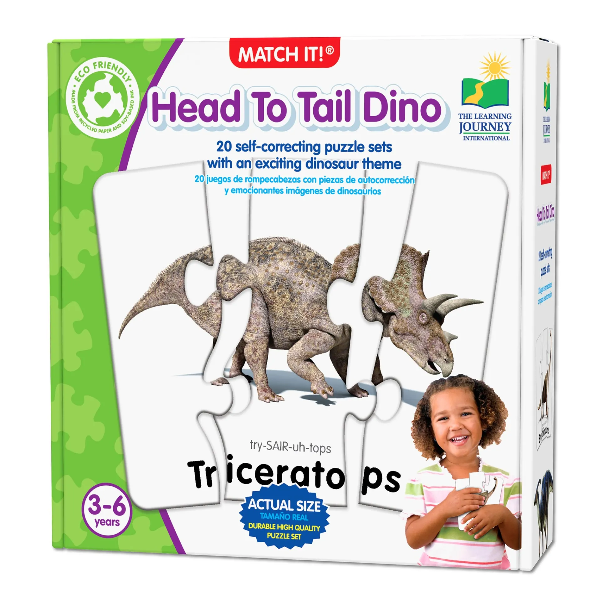 AreYouGame Match It! Jurassic Journey 20 pc Head to Tail Dinosaur Puzzle* Puzzles