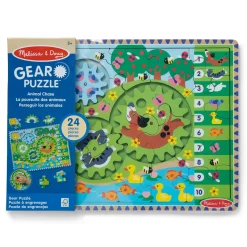 Educators Resource Melissa & Doug Animal Chase I-Spy Wooden Gear Puzzle - 24 pc* Puzzles