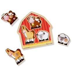 Educators Resource Melissa & Doug Barnyard Animals 3 pc Wooden Peg Puzzle* Puzzles