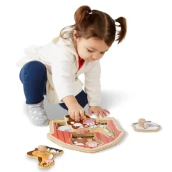 Educators Resource Melissa & Doug Barnyard Animals 3 pc Wooden Peg Puzzle* Puzzles