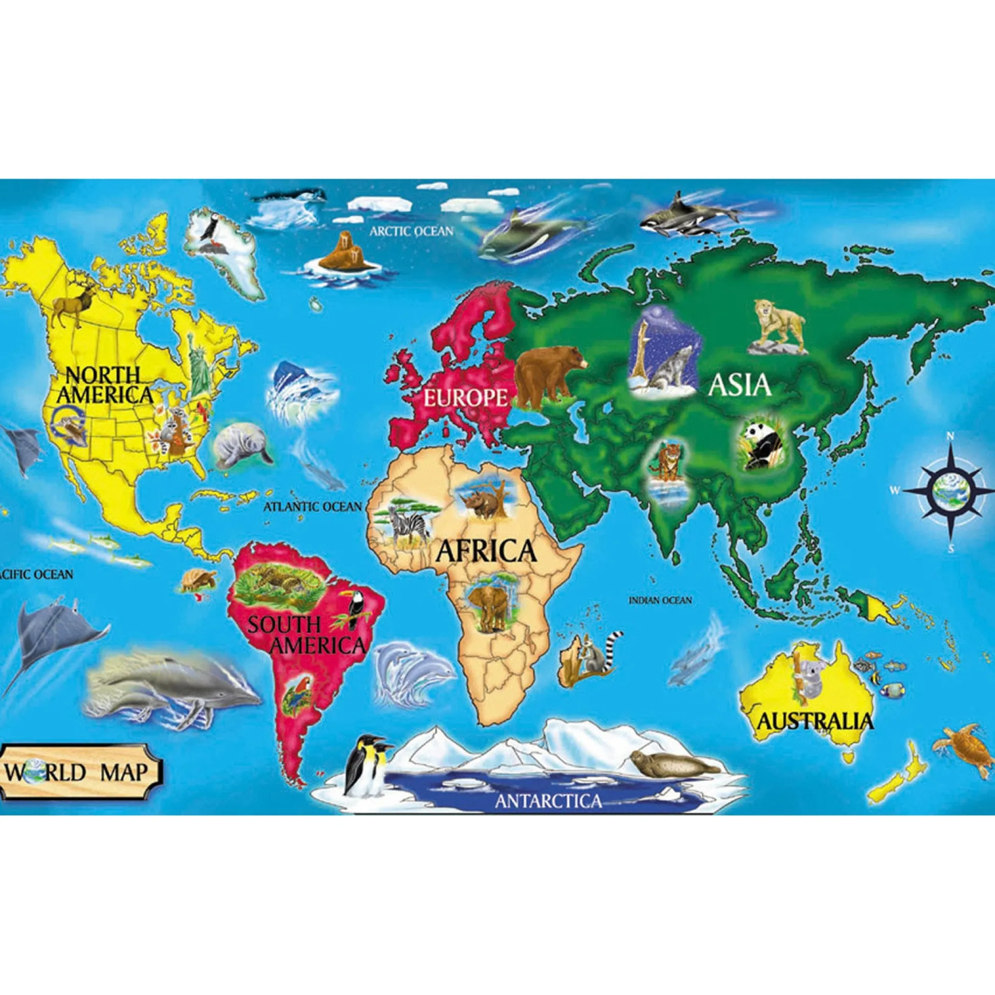 Educators Resource Melissa & Doug Colorful World Map Floor Puzzle - 33 pc* Puzzles