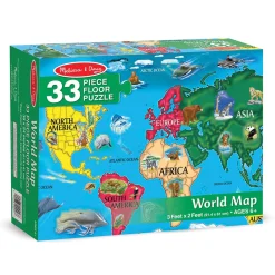 Educators Resource Melissa & Doug Colorful World Map Floor Puzzle - 33 pc* Puzzles