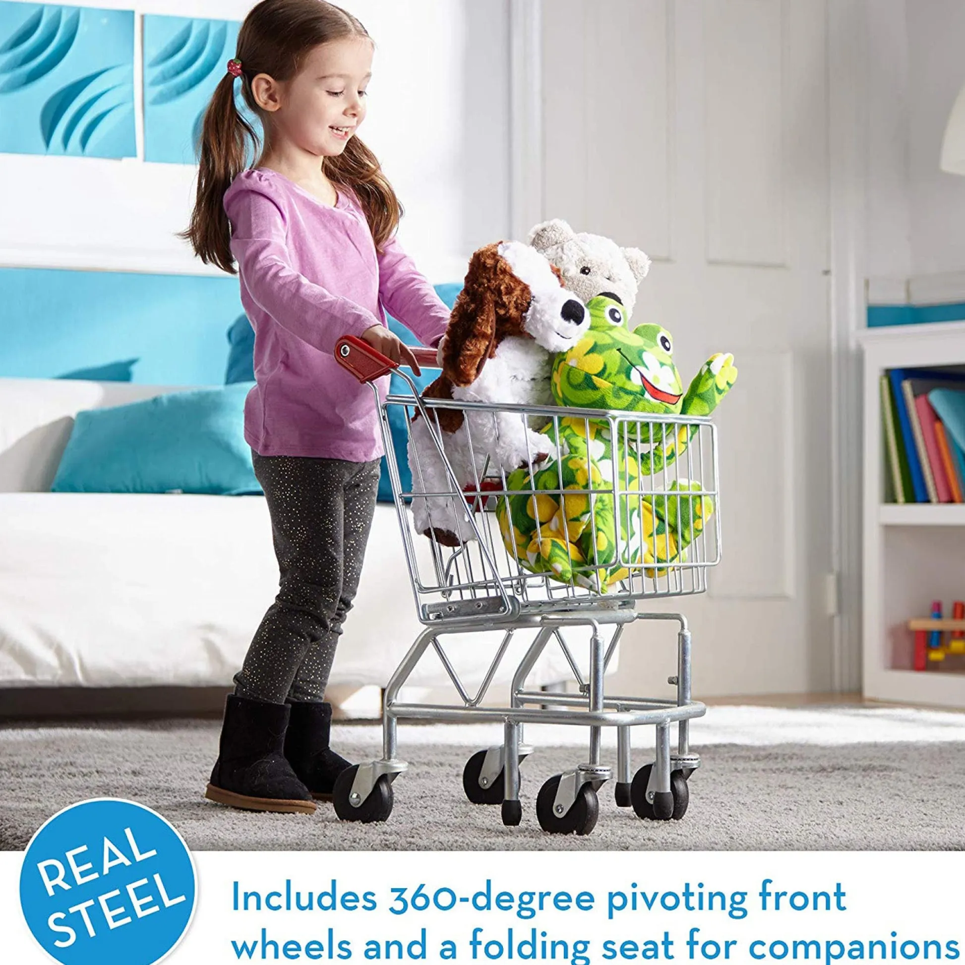 Educators Resource Melissa & Doug Deluxe Metal Shopping Cart Toy* Kitchens & Play Food|Dress Up