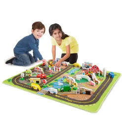 Educators Resource Melissa & Doug Deluxe Road Rug Play Set with Wooden Accessories* Playsets & Vehicles